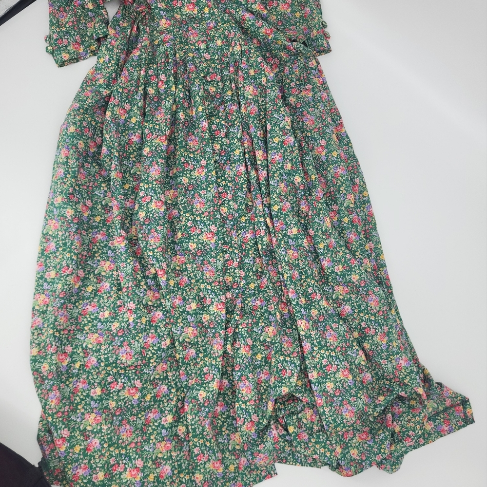 Hammerschmid Green Floral Country Dress Vintage- Germany